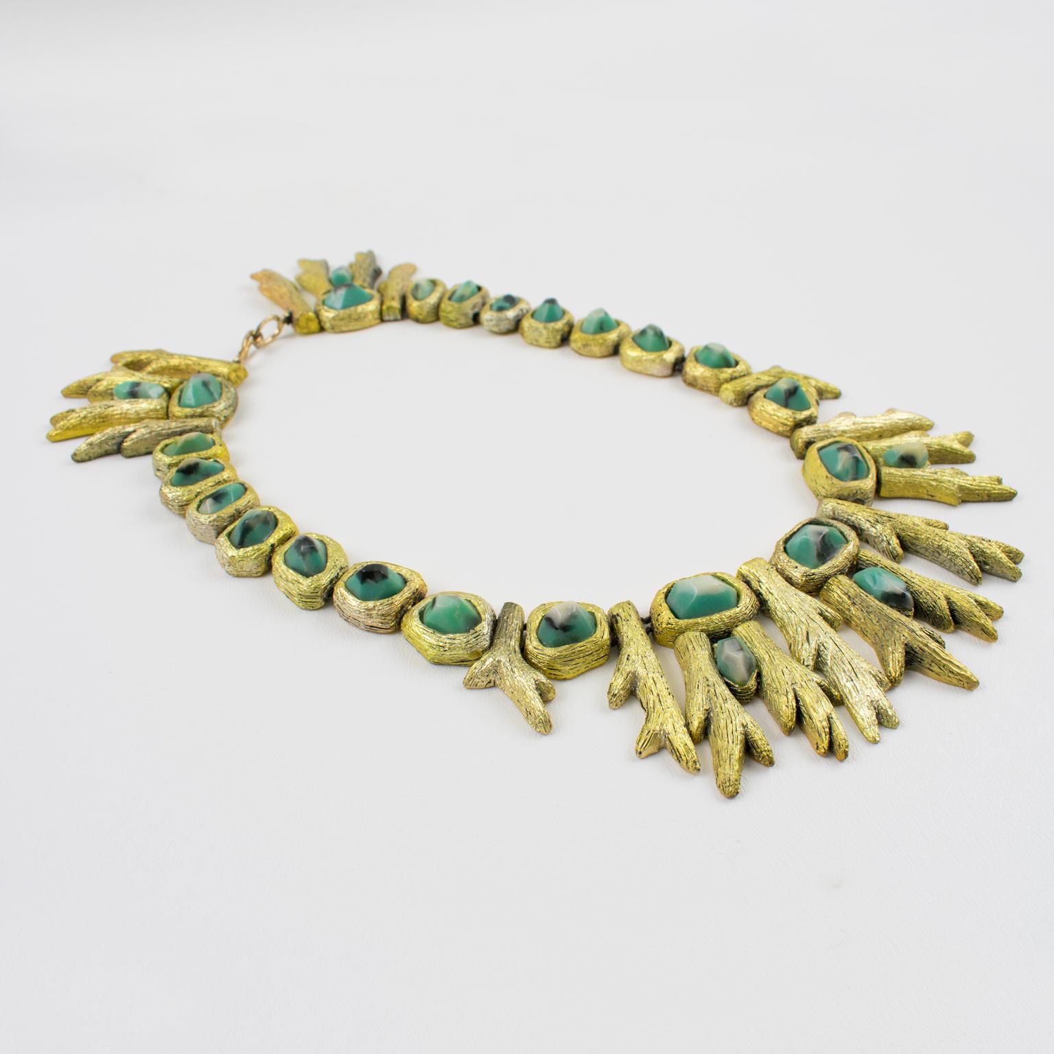 Mary Oros Skulpturale Choker-Halskette aus vergoldetem Harzguss im Zustand „Gut“ im Angebot in Atlanta, GA
