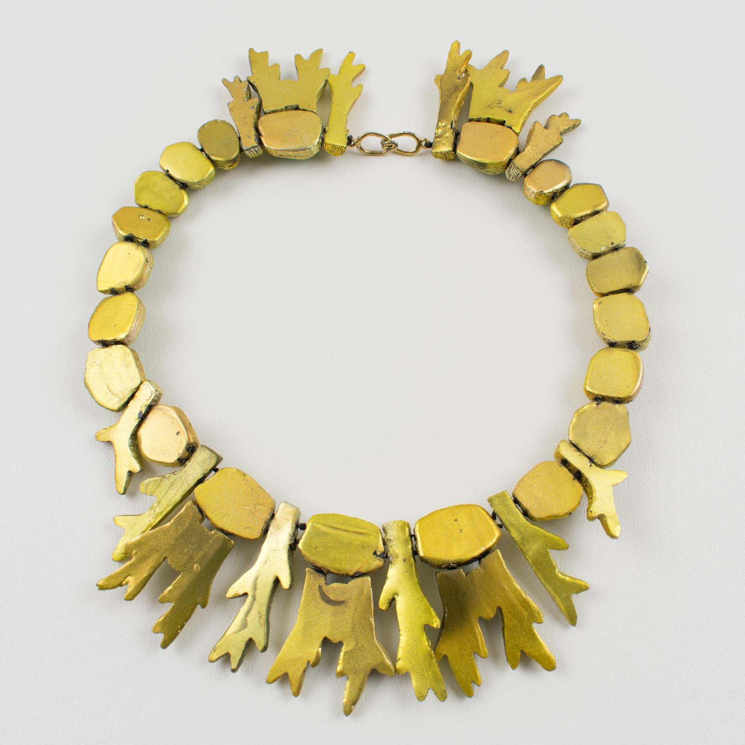 Mary Oros Skulpturale Choker-Halskette aus vergoldetem Harzguss für Damen oder Herren im Angebot