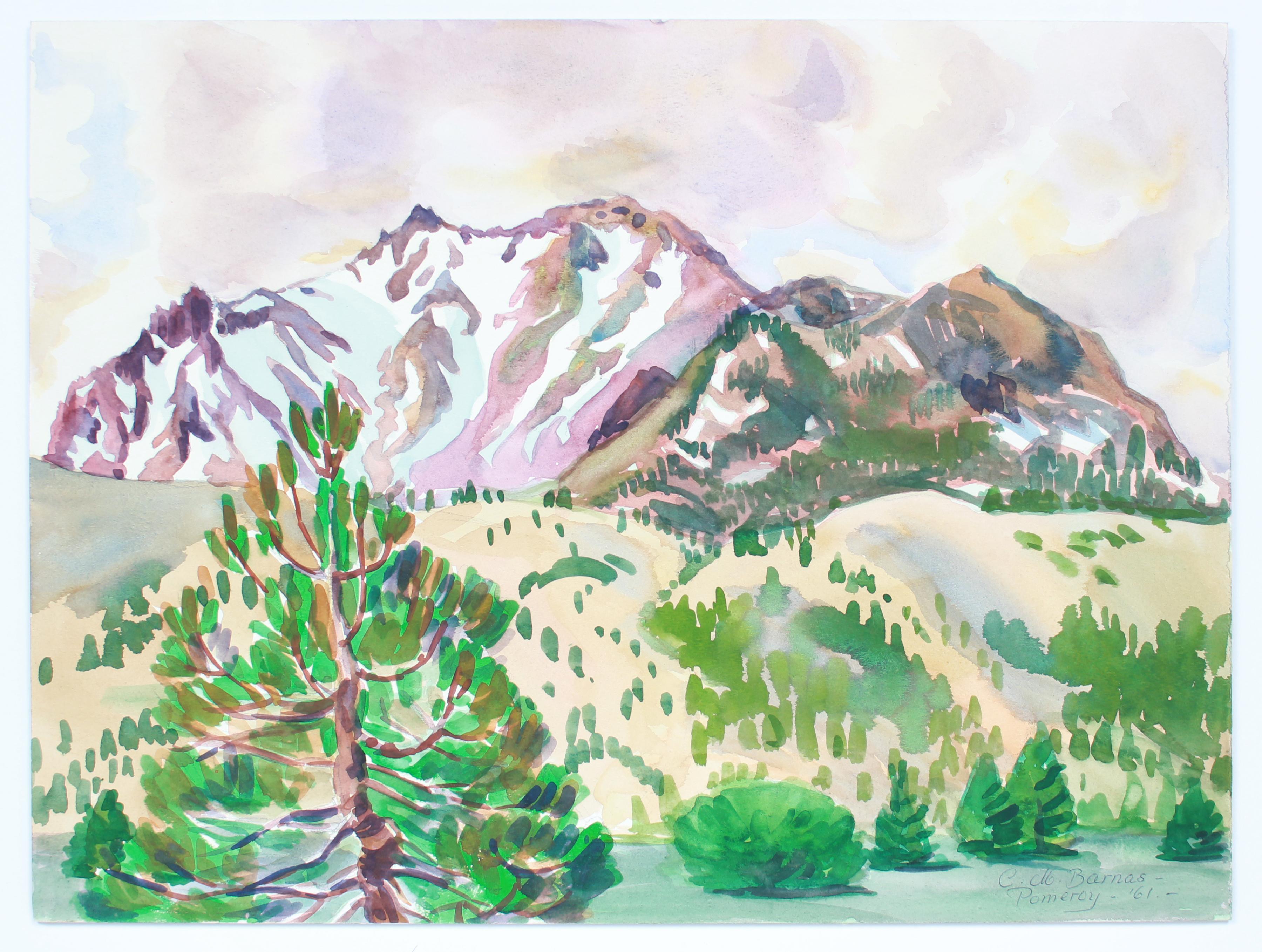 Mary Pomeroy Landscape Painting -  "Mount Lassen after Storm" Watercolor