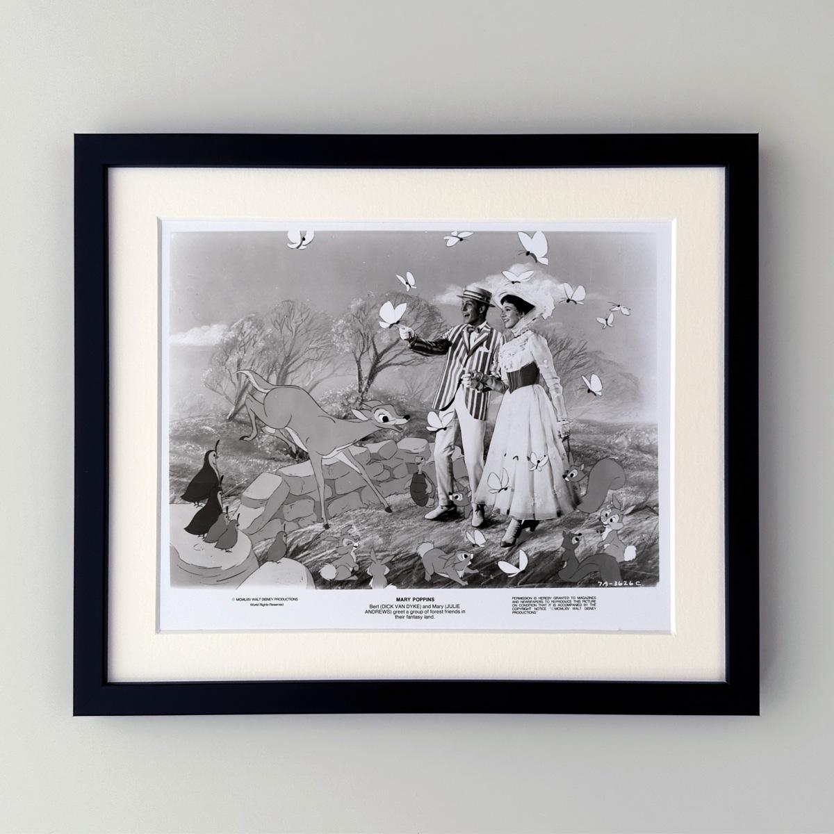 Original 8x10 inches Publicity Still for the Disney classic Mary Poppins (1964) starring Julie Andrews (Mary Poppins) and Dick Can Dyke (Bert).

Publicity (film/production) stills were created to help studios promote their new films. The stills were