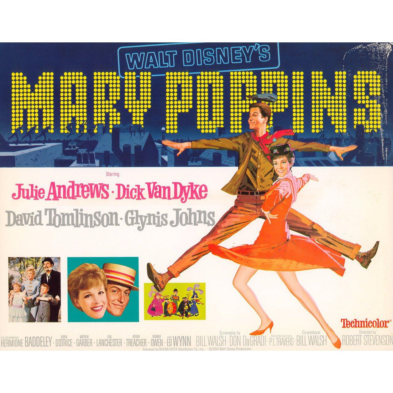 Original 1964, U.S. title card for the film Mary Poppins directed by Robert Stevenson with Julie Andrews / Dick Van Dyke / David Tomlinson / Glynis Johns. Fine condition. Please note: the size is stated in inches and the actual size can vary by an