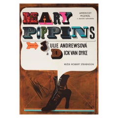 Vintage Mary Poppins 1969 Czech A1 Film Poster, Eva Galova