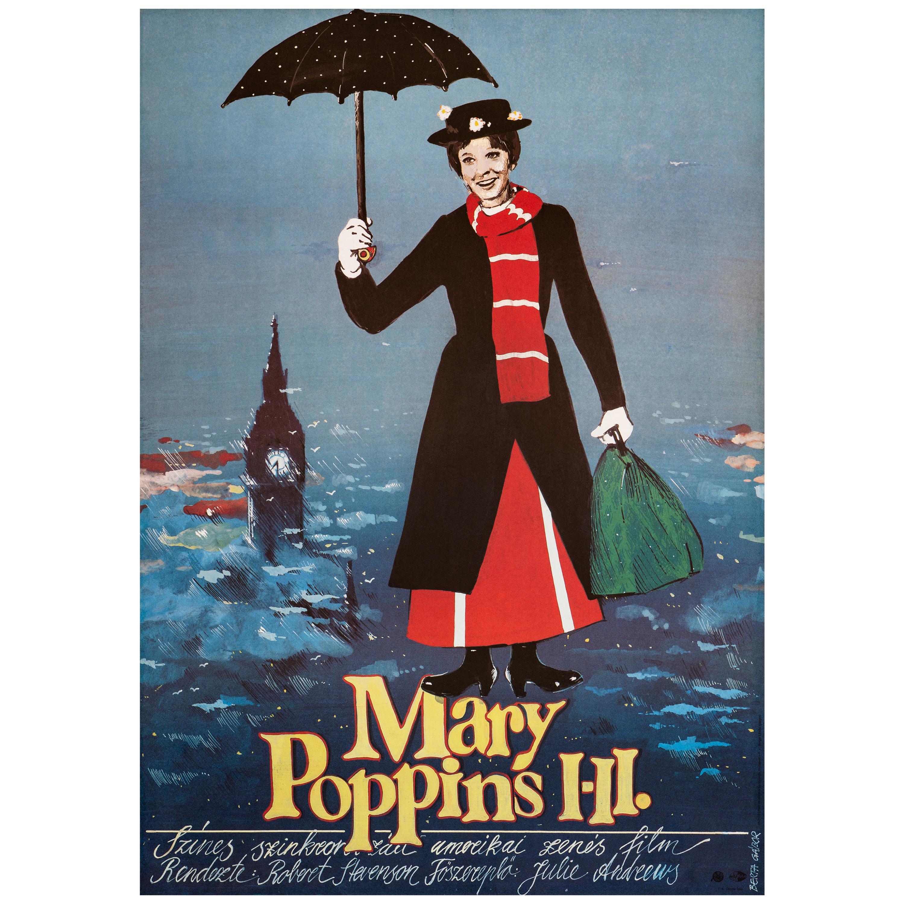 'Mary Poppins' Original Vintage Movie Poster by Berta Gábor, Hungarian, 1986