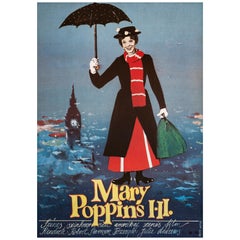 'Mary Poppins' Original Retro Movie Poster by Berta Gábor, Hungarian, 1986