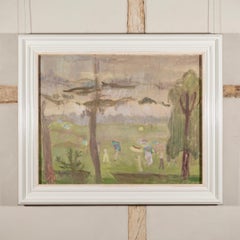 Golfers in the Rain I (The Fourteenth Hole), Oil on Canvas Painting, 1956 circa