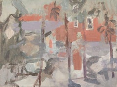 House Through Trees, Oil on Canvas Painting by Mary Potter, 1950s circa