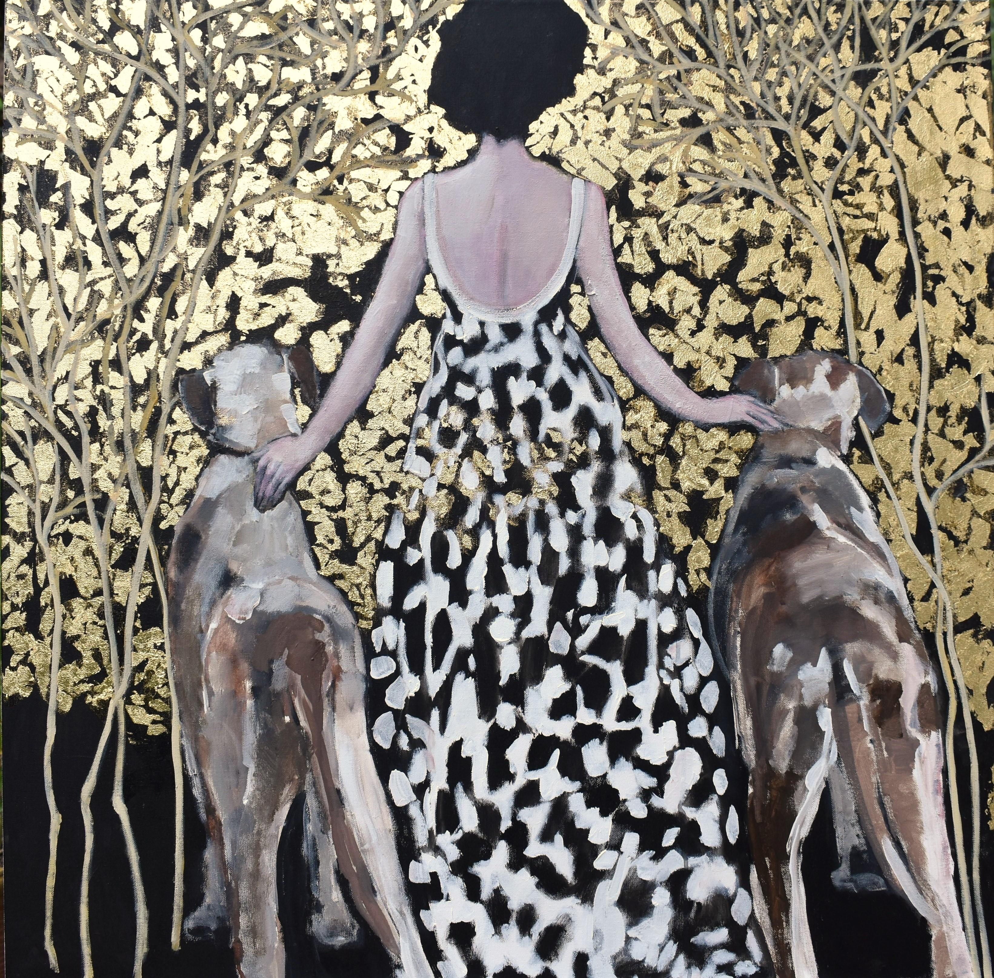 The Golden Path of Best Friends, Original Painting - Mixed Media Art by Mary Pratt