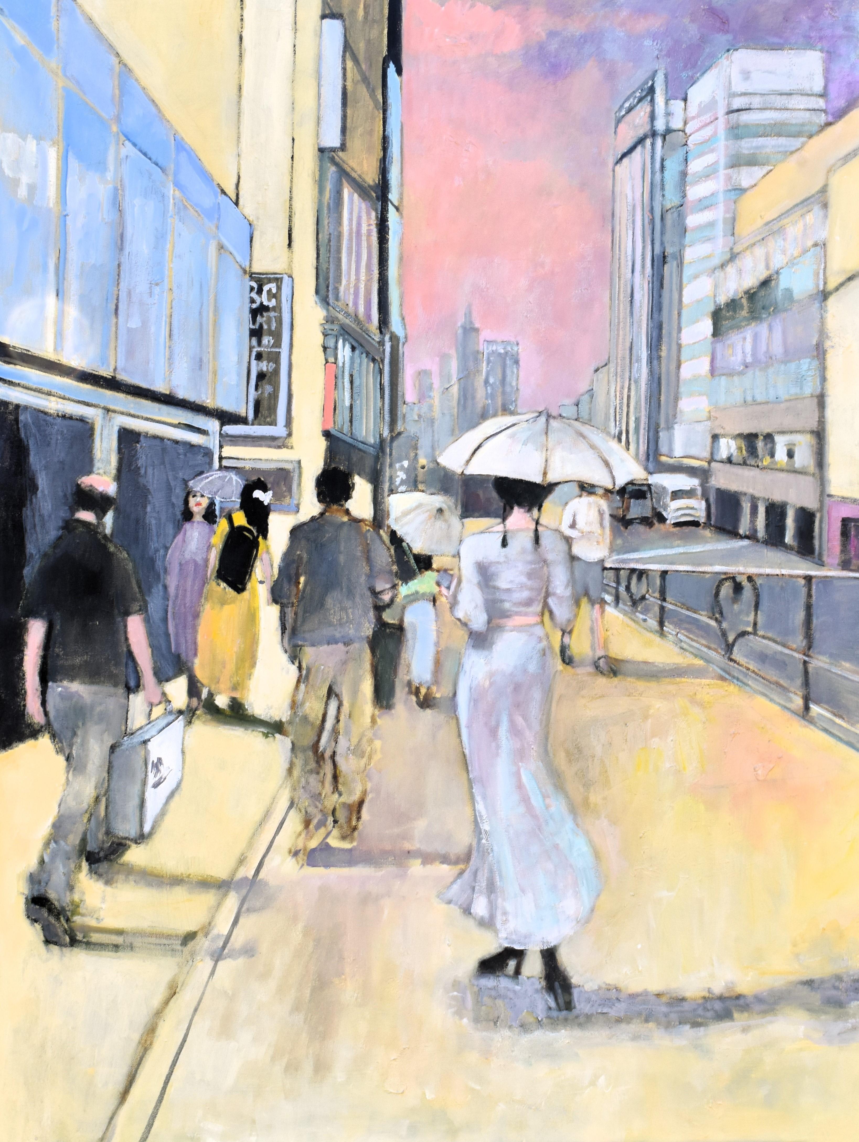 Promenade en ville, peinture originale