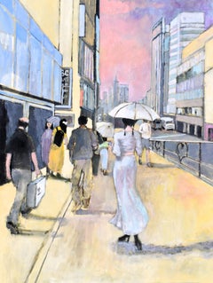 Promenade en ville, peinture originale