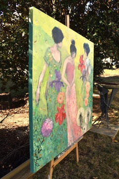 Flowers and Figures, Oil Painting