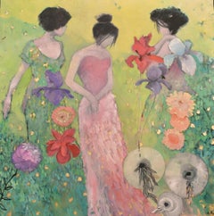 Flowers and Figures, Oil Painting