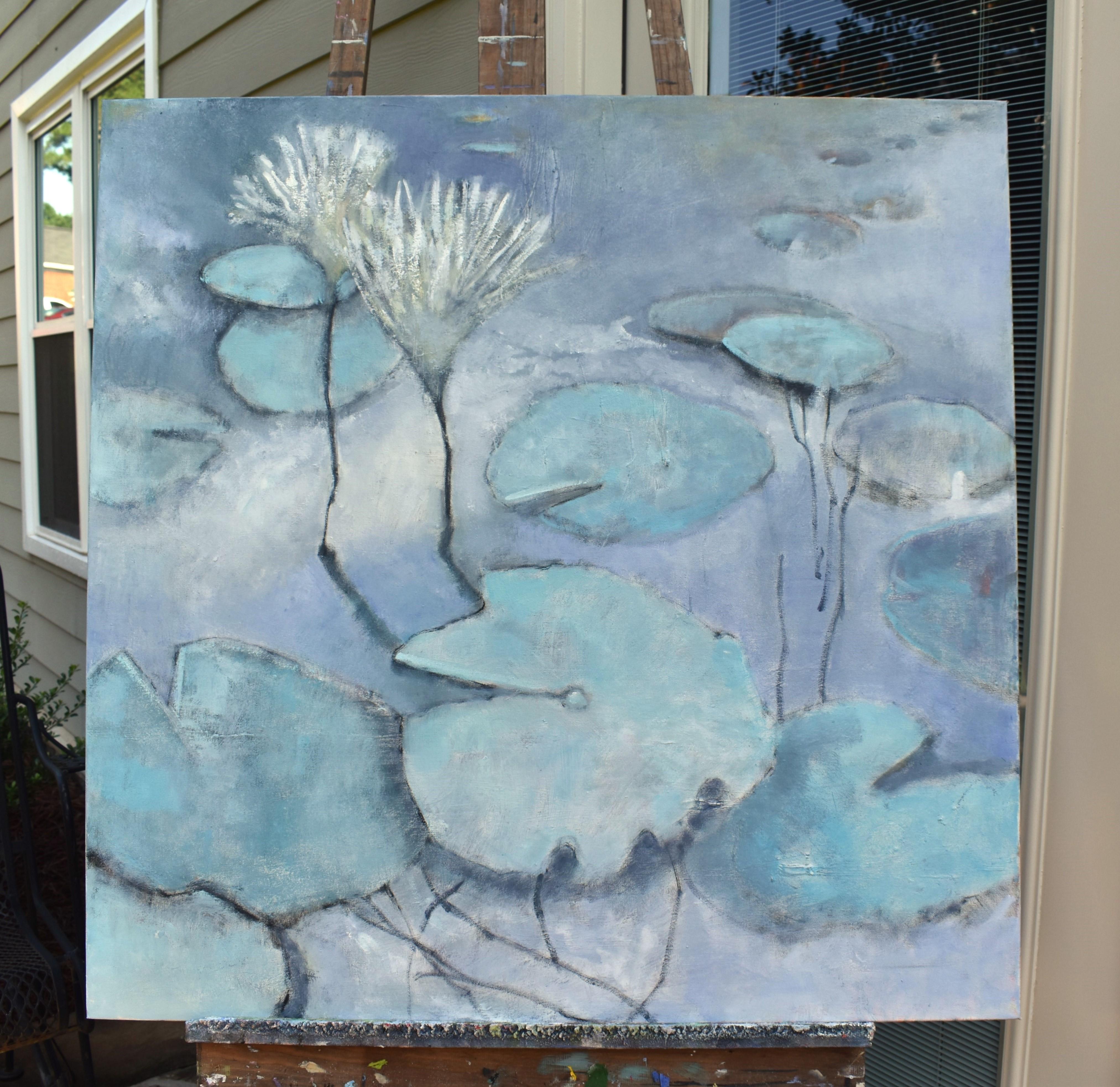 Stagno delle ninfee, pittura a olio - Painting Contemporaneo di Mary Pratt
