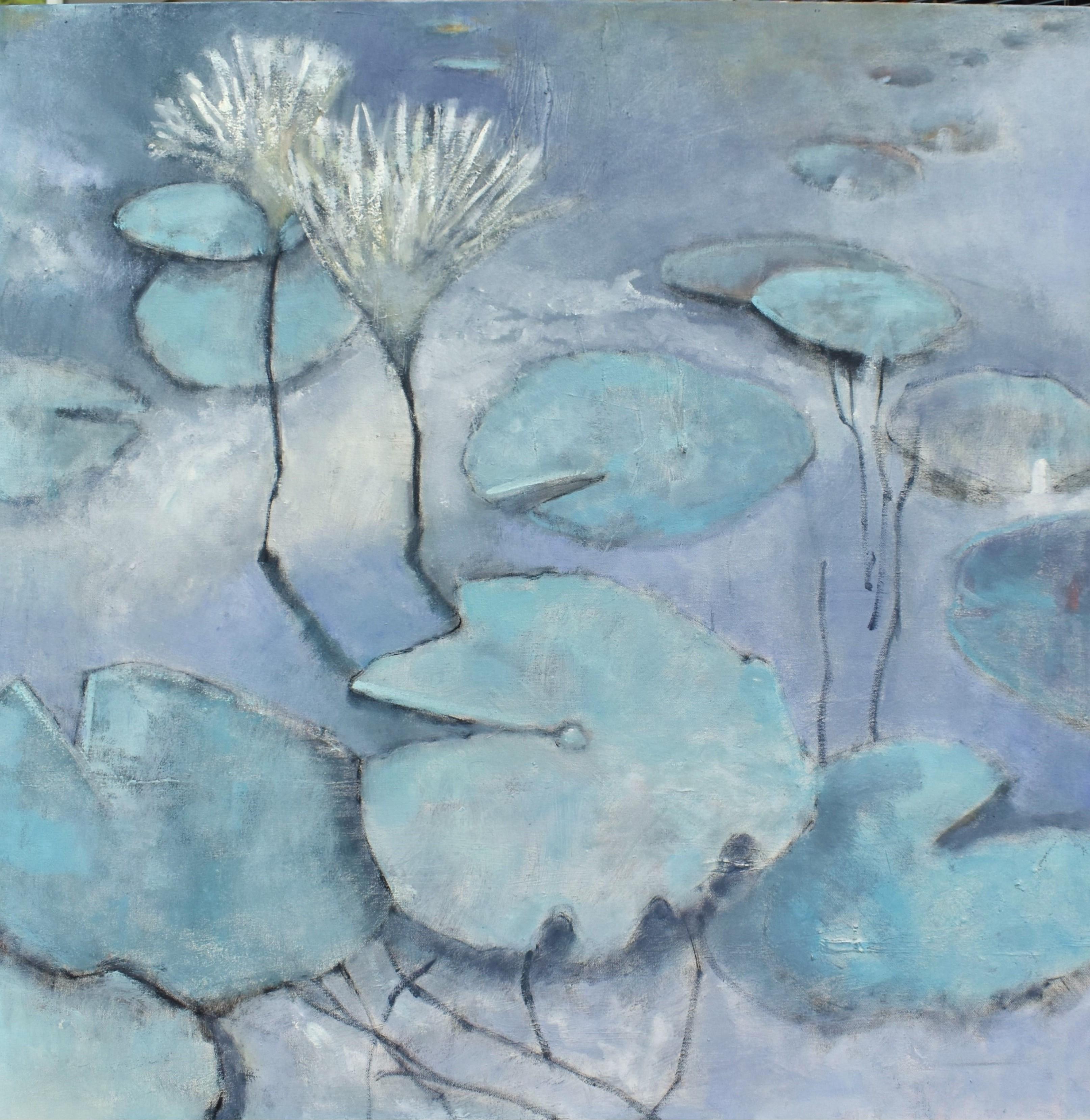 Landscape Painting di Mary Pratt - Stagno delle ninfee, pittura a olio
