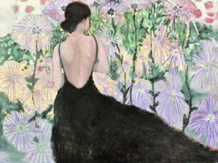 Nidificato tra i fiori di cesto, Pittura a olio