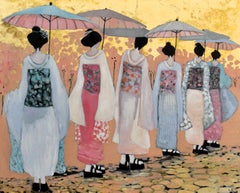 Parasol Parade, Oil Painting