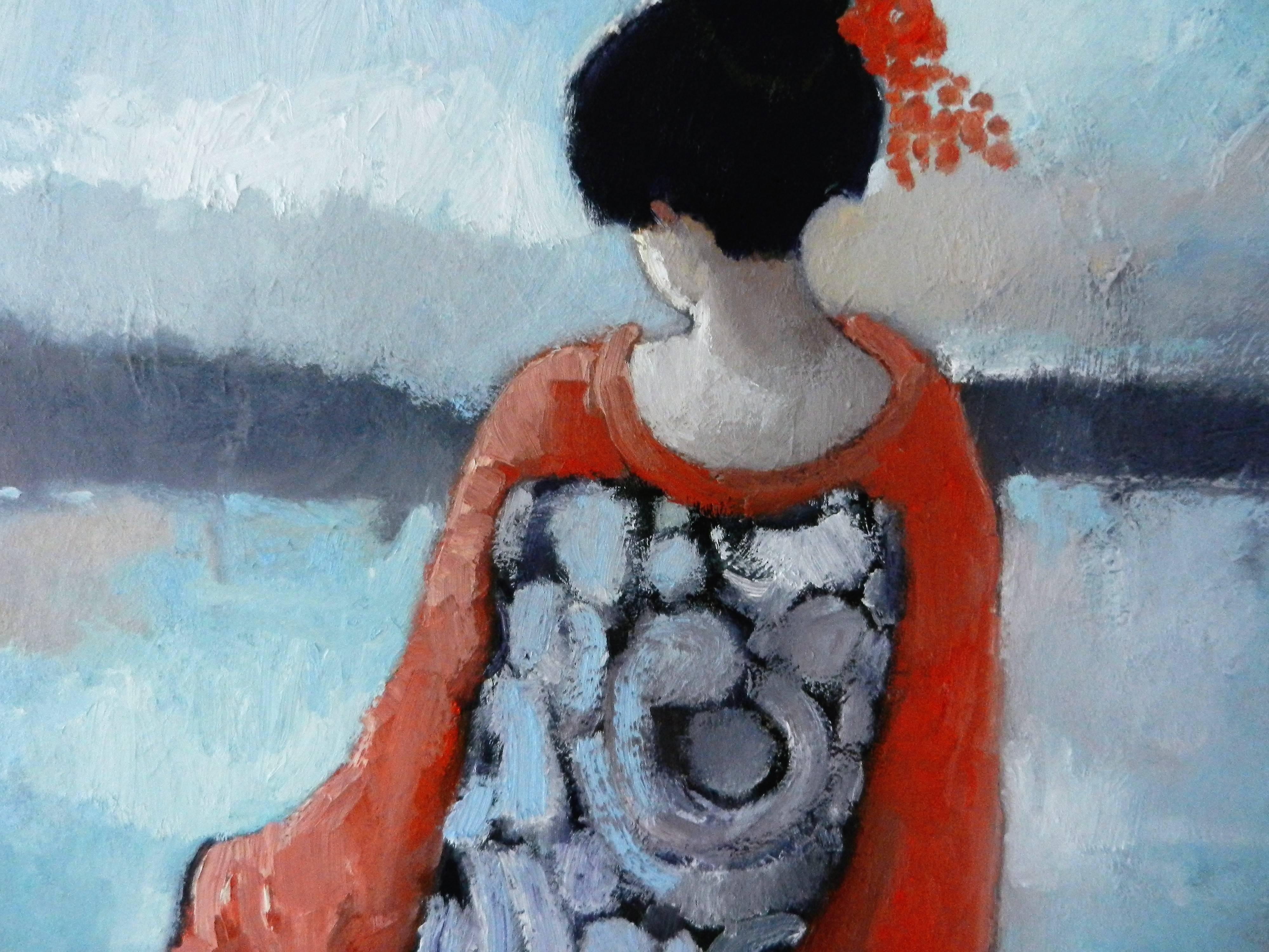 Patterned Obi
Mary Pratt
Oil painting on stretched canvas
One-of-a-kind
Signed on front 2017
60 in. h x 48 in. w x 1.5 in. d 15 lbs. 0 oz.

Artist Comments

Last week I spent time at the beach and the marsh. This geisha was on my mind; I combined