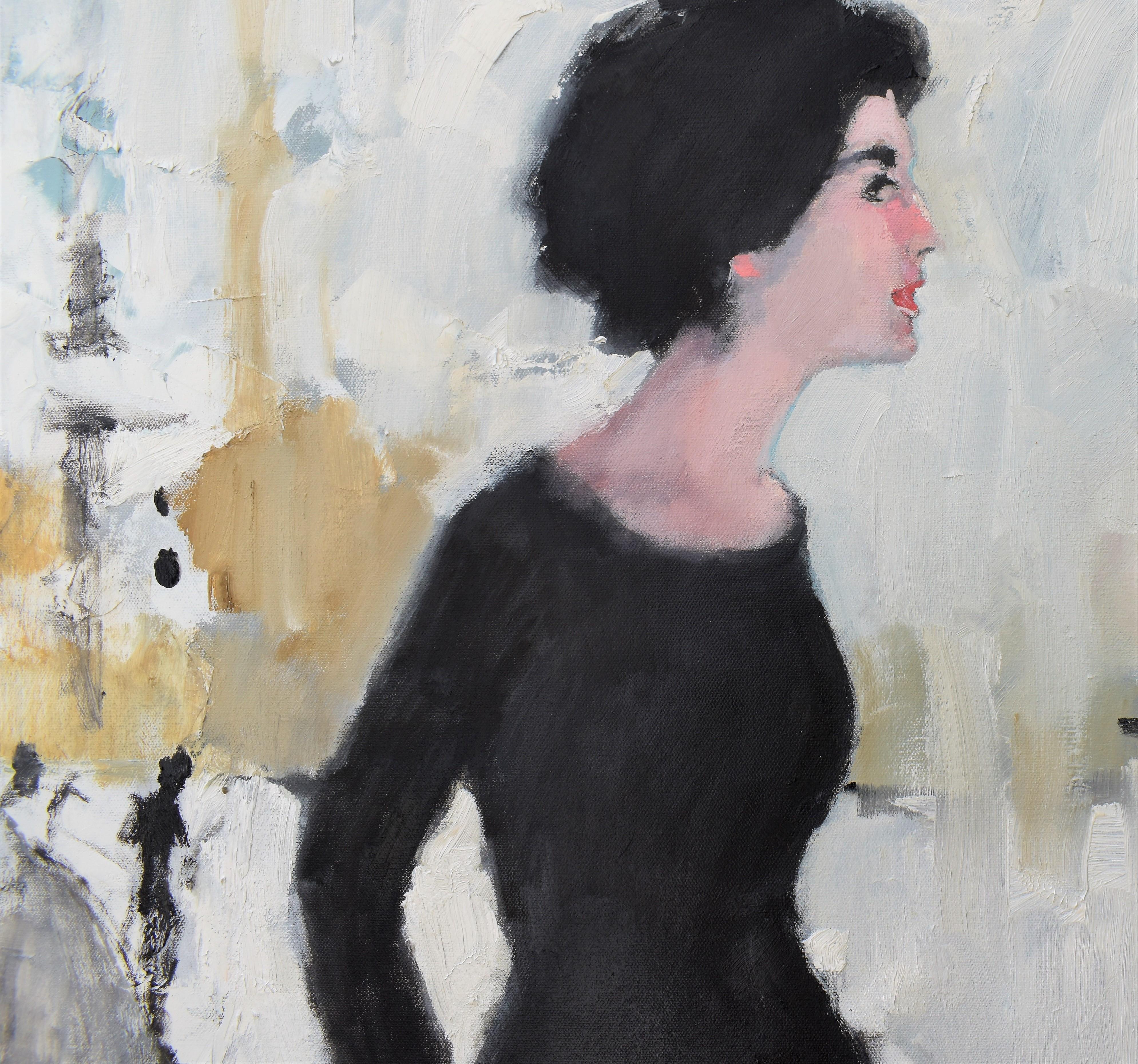 Side Beauty, Oil Painting - Black Figurative Painting by Mary Pratt