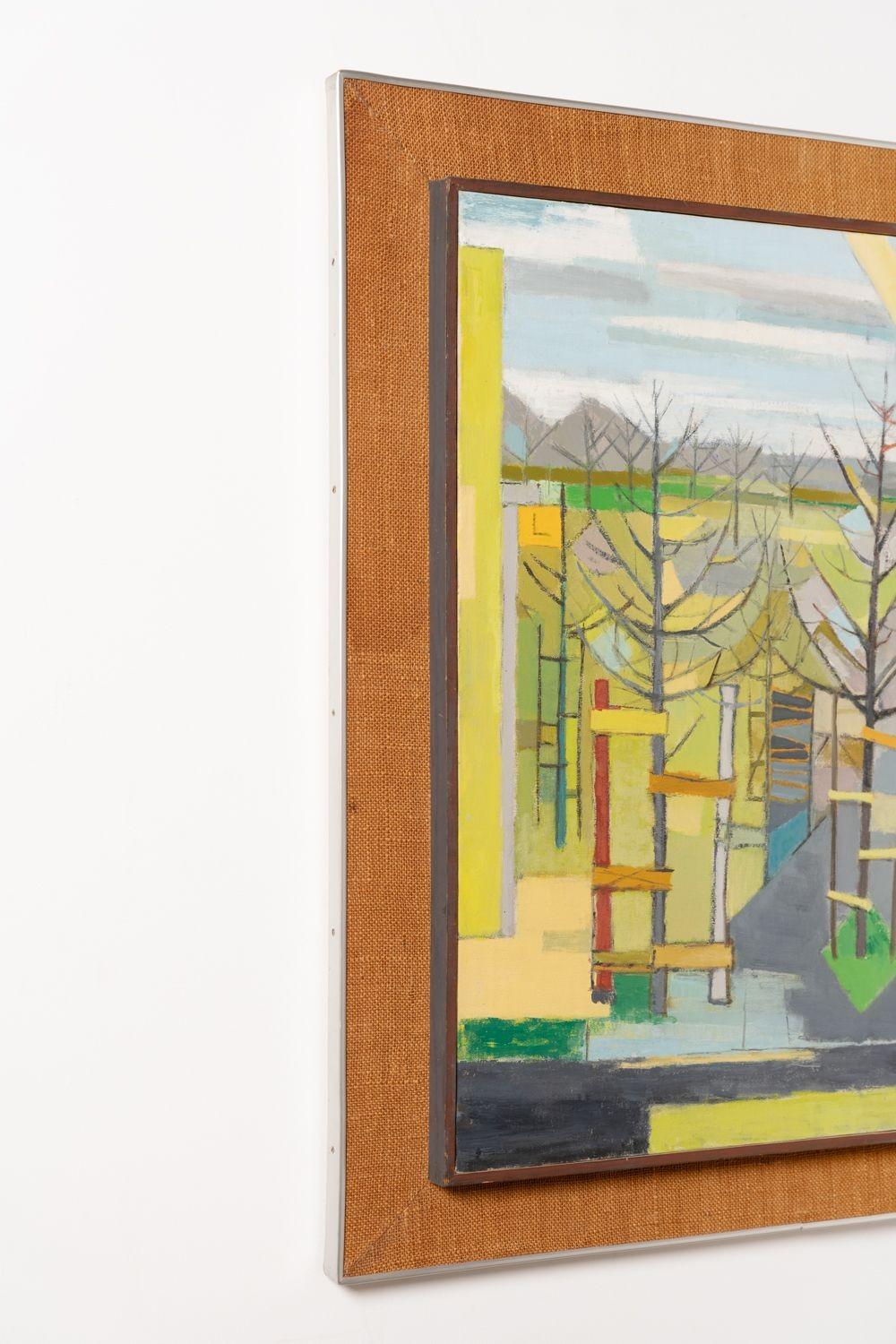American Mary Purser Mid Century Modern Landscape Painting Oil on Canvas
