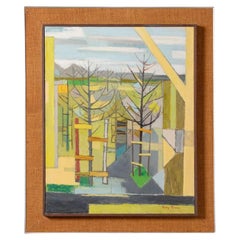 Mary Purser Mid Century Modern Landscape Painting Oil on Canvas