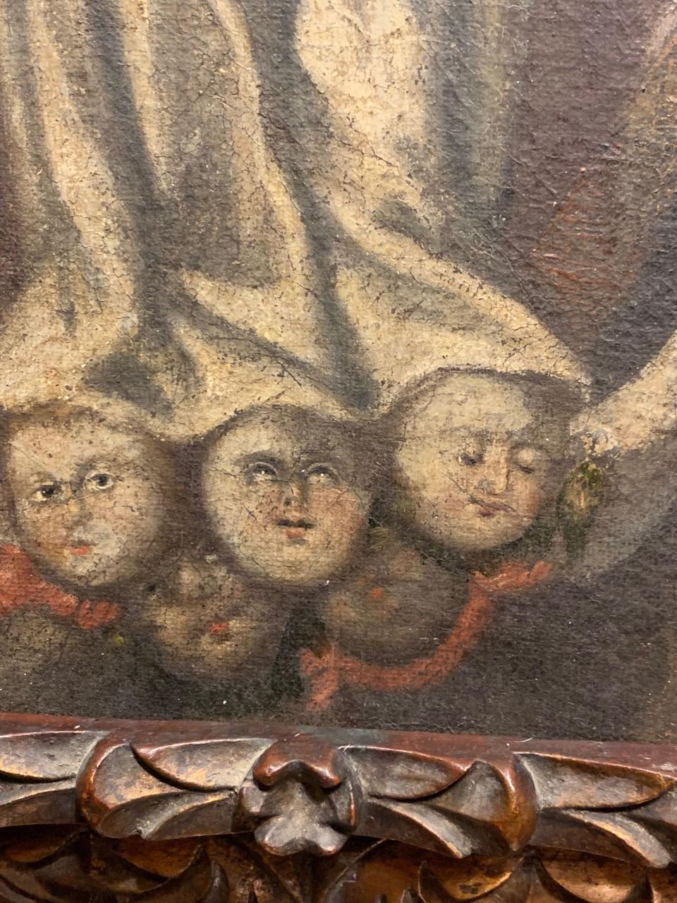 Mary Queen of Heaven - Early 17th Century Spanish Colonial oil on canvas For Sale 1