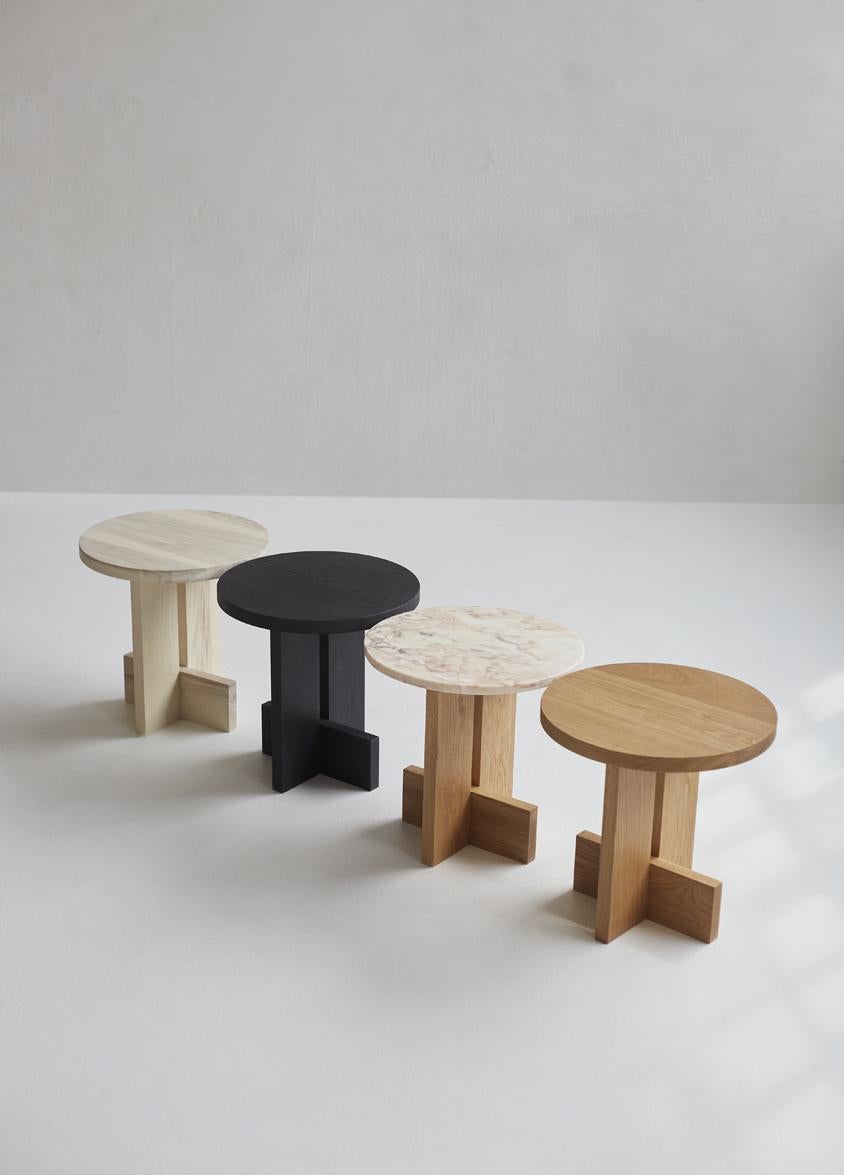 Modern Axel Stone-Topped White Oak Side Table 18