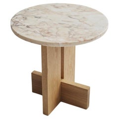 Axel Stone-Topped White Oak Side Table 18"Diameter by Mary Ratcliffe Studio
