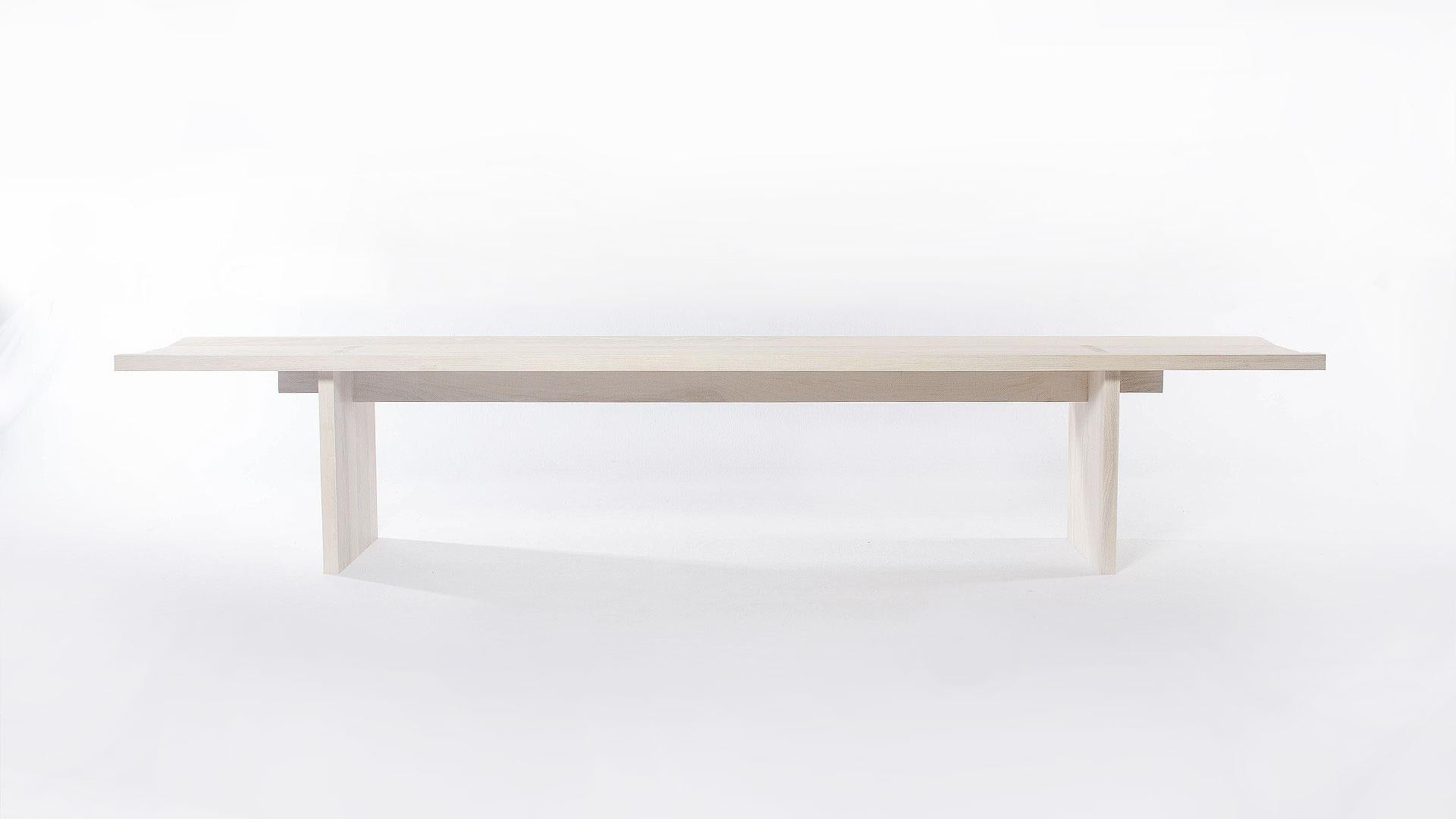 Originally created to pair with our Himes Table, the Himes Bench explores the principals of tension and compression. Each of the six parts that make up this piece fit into one and other and are held together using these forces of strength and