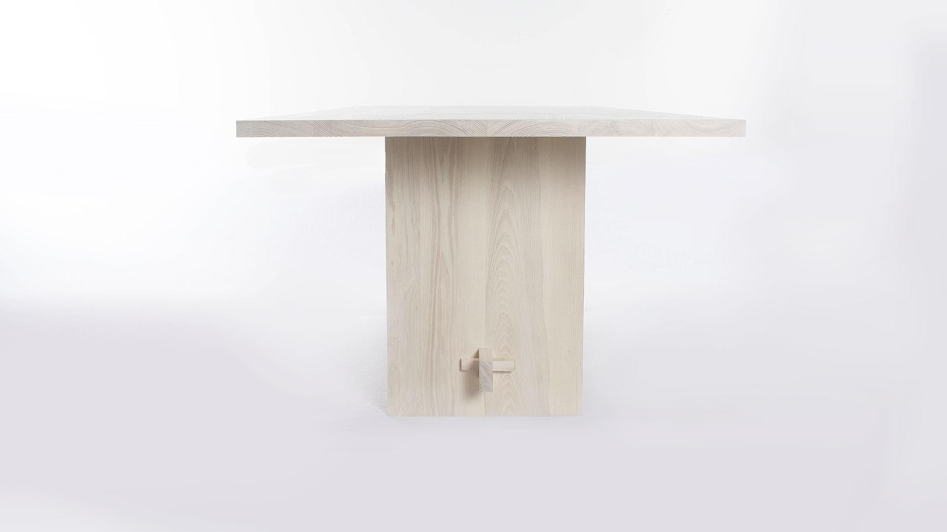 Bleached Handcrafted Solid White Ash Himes Dining Table 84