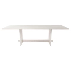 Table de salle à manger Himes en frêne blanc massif fabriquée à la main de 84 po. (L) par Mary Ratcliffe Studio