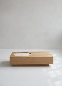 White Oak Coffee Table with Marble Insert 62"L by Mary Ratcliffe Studio