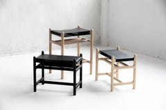 Handcrafted Solid Ash & Buffalo Hide Lyndoe Barstool  by Mary Ratcliffe Studio