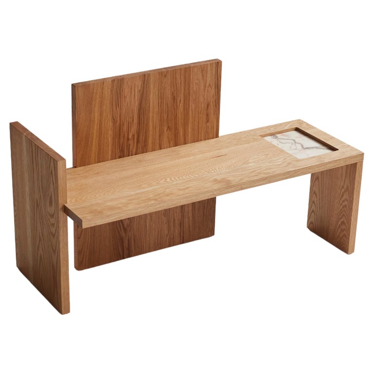 Vernon Entry Bench White Oak with Marble Insert 46"L by Mary Ratcliffe Studio For Sale at 1stDibs