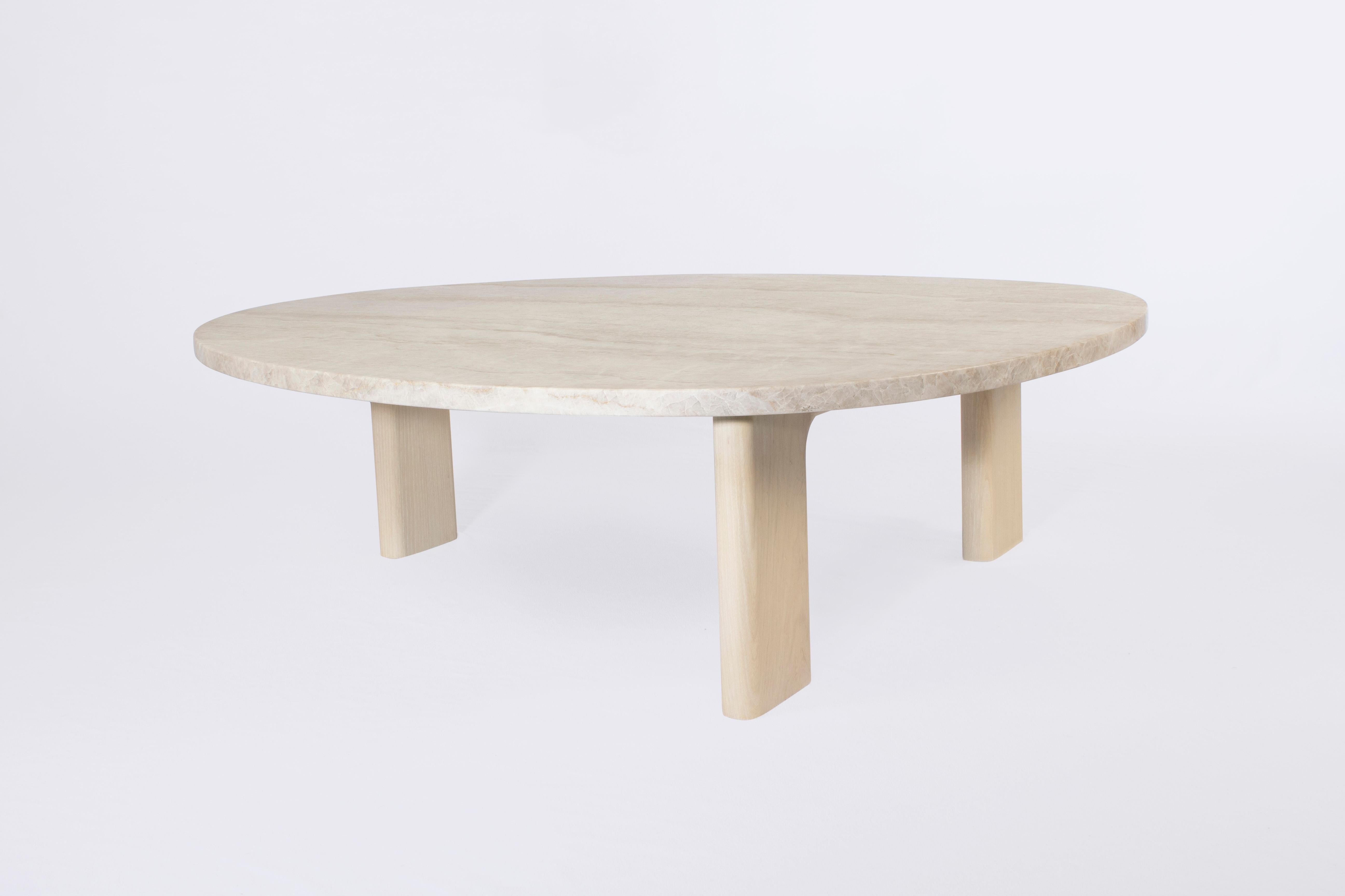 Organic Modern Vesta Stone Topped & Solid Ash Coffee Table 52