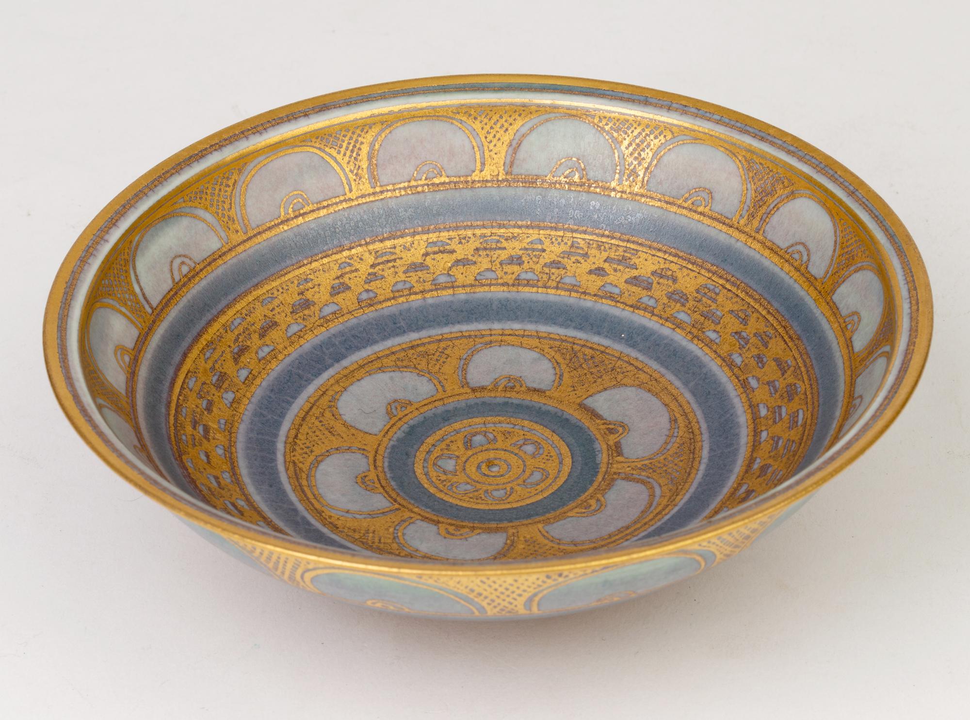 Mary Rich Islamic Influence Gold Lustre Patterned Porcelain Studio Pottery Bowl 1