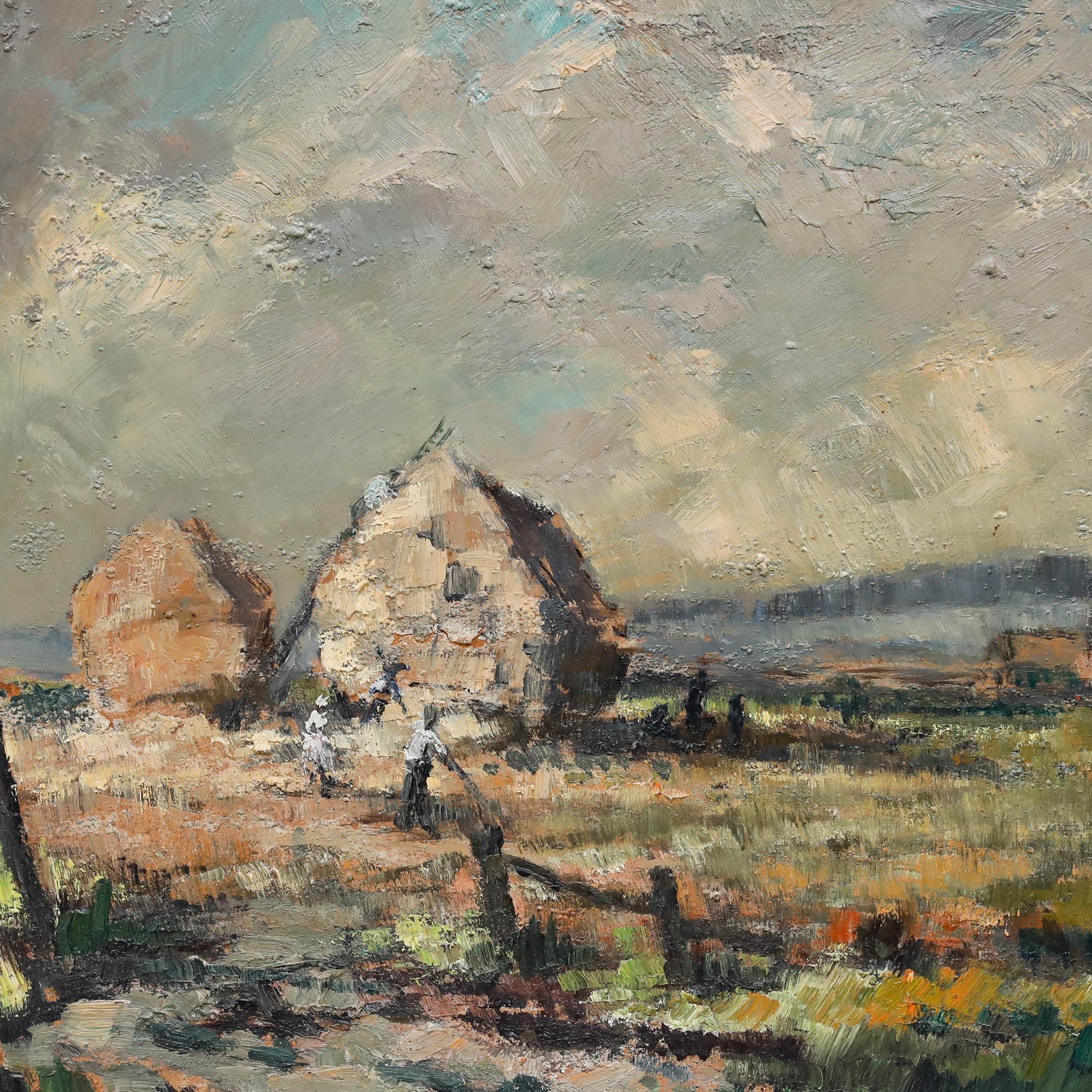 Mary Robertson - Framed 20th Century Oil, Stacking, Burnham Norton For Sale 3