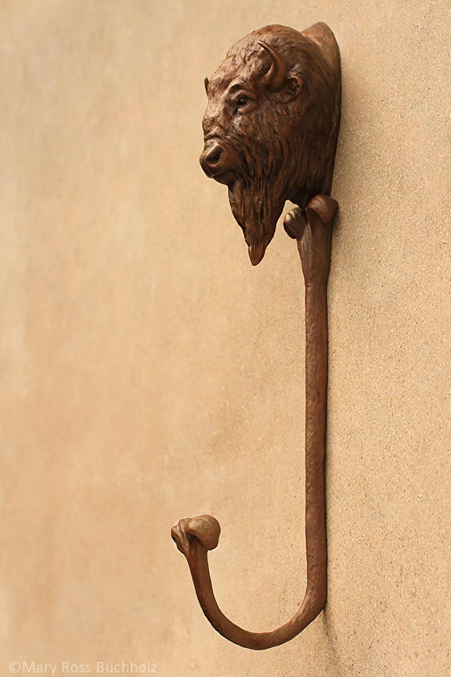Buffalo Hat Hook - Sculpture by Mary Ross Buchholz