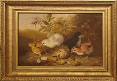 "Tribu emplumada" Mary Russell Smith, 1871 Pintura "Polluelos académicos agraciados