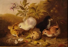"Tribu emplumada" Mary Russell Smith, 1871 Pintura "Polluelos académicos agraciados