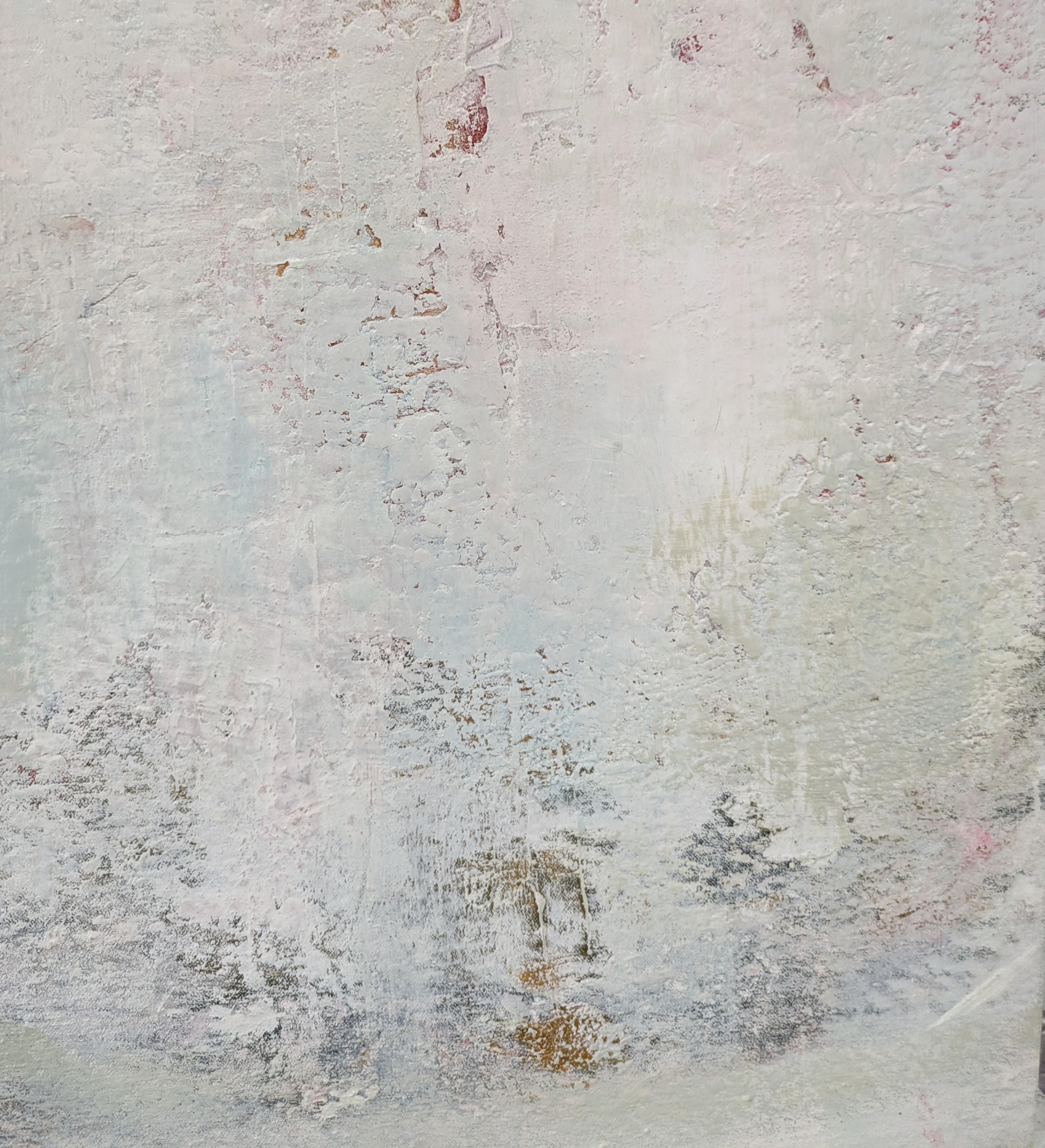 Rosy Granite Coast (I), Cornouailles, peinture originale, art abstrait, roches, blanc 11