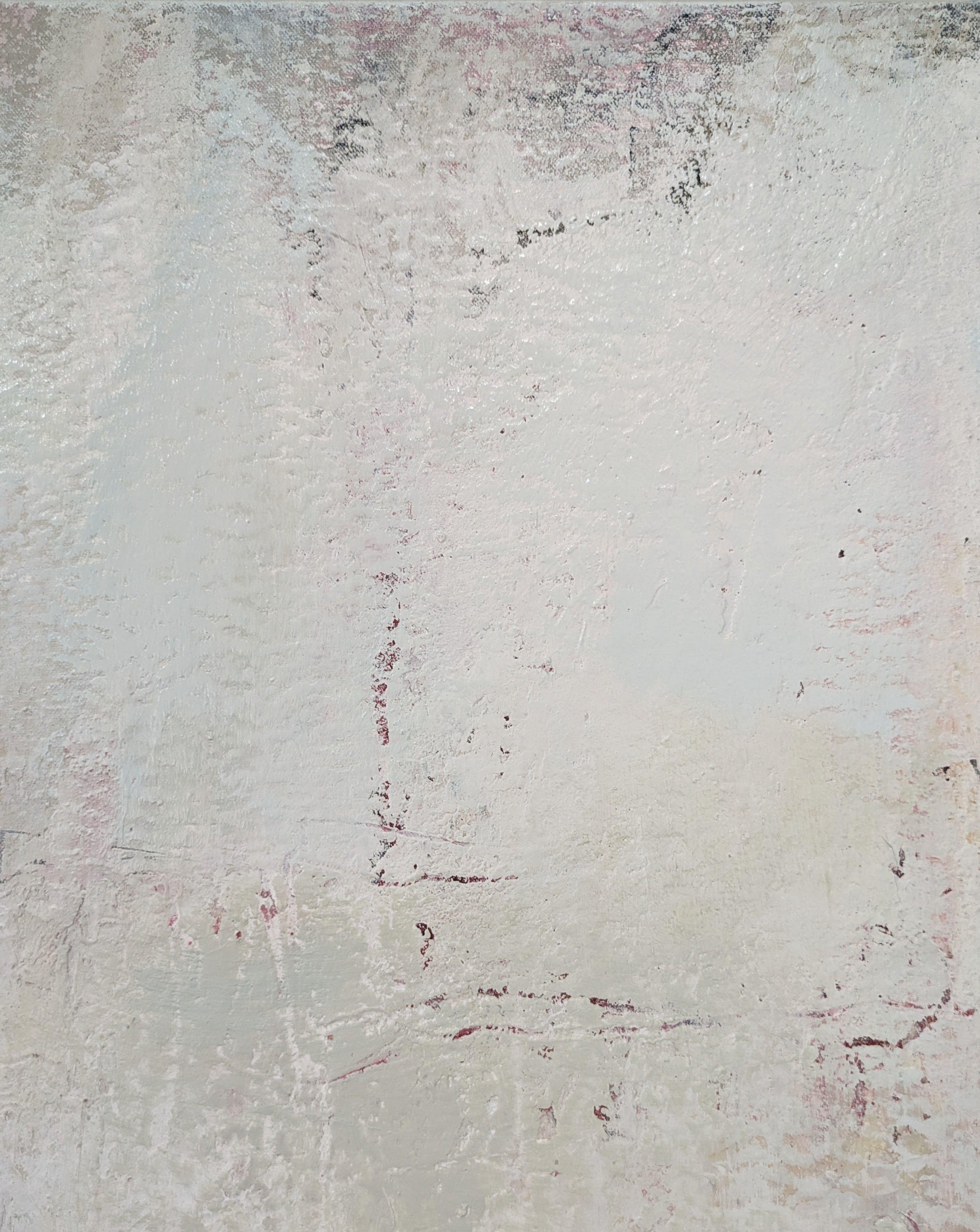 Rosy Granite Coast (I), Cornouailles, peinture originale, art abstrait, roches, blanc 2