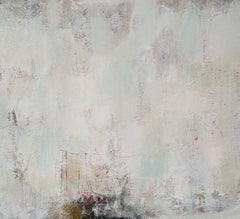 Rosy Granite Coast (I), Cornouailles, peinture originale, art abstrait, roches, blanc