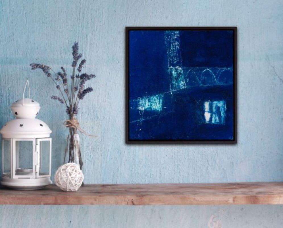 Time to come home, abstract art, orginal blue painting For Sale 1