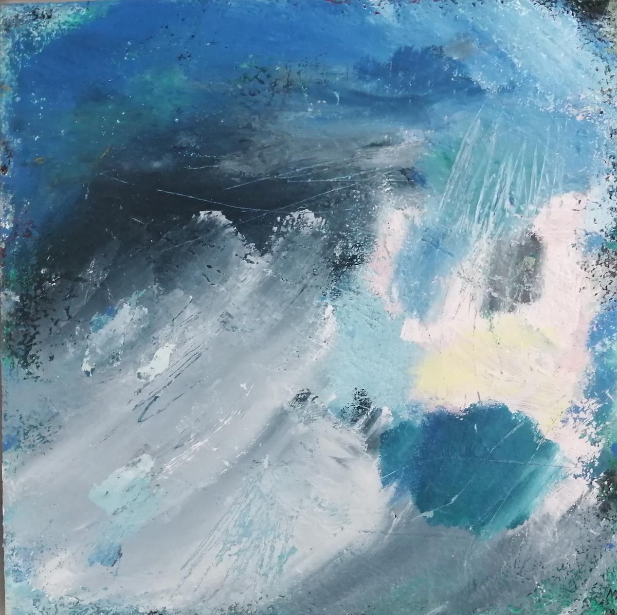 Mary Scott  Landscape Painting - Cornish Blue by Mary Scott, Contemporary seascape painting, abstract art 