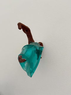 Bent Blue slumped glass sculpture