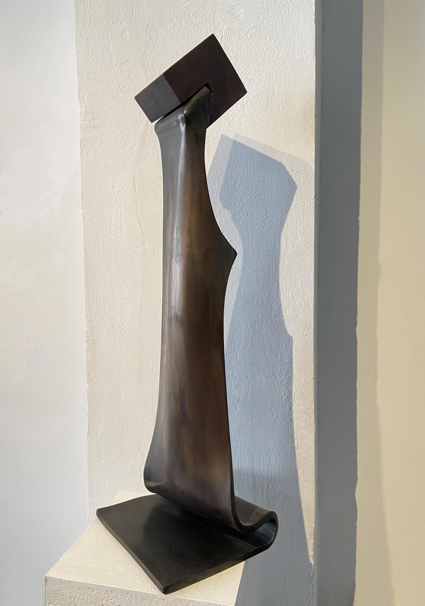Mary Shaffer Abstract Sculpture - "Bronze from Cube" unique sculpture