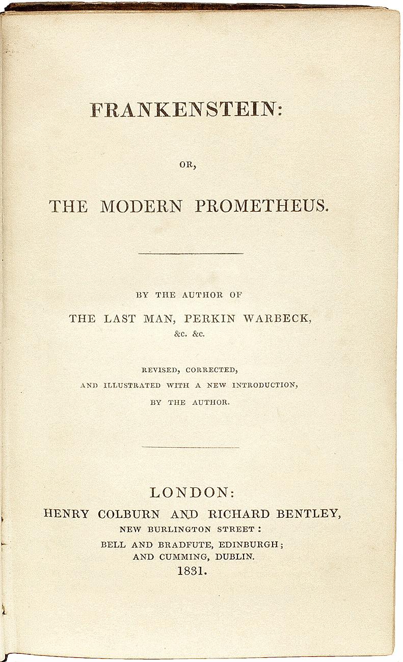 American Mary SHELLEY. Frankenstein. 1831 THE THIRD EDITION AND FIRST ILLUSTRATED EDITION