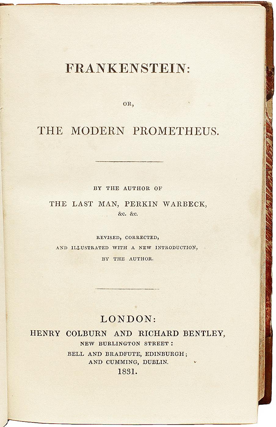 British Mary SHELLEY. Frankenstein. 1831 - THIRD AND FIRST ILLUSTRATED EDITION ! For Sale