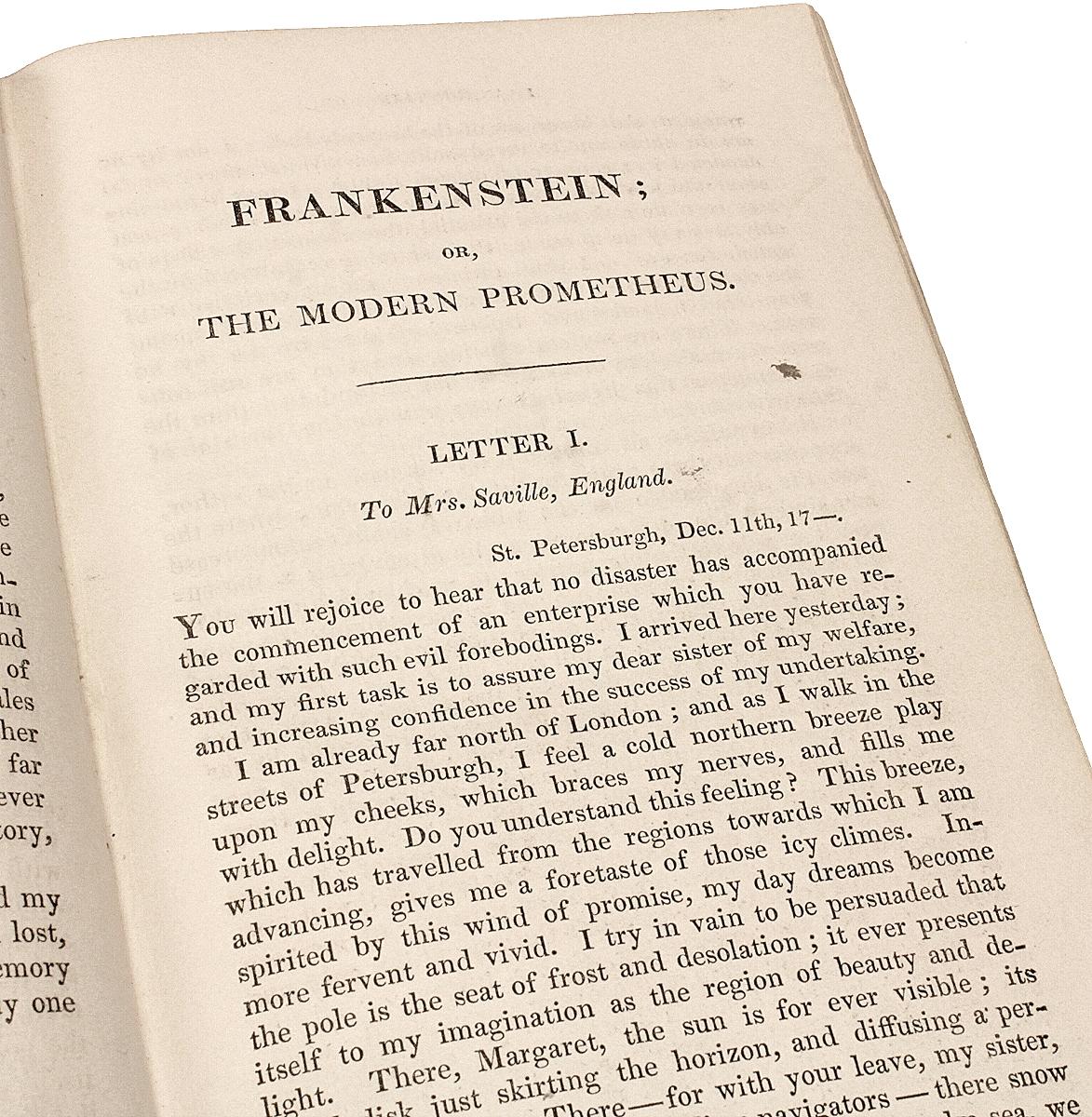 Leather Mary Shelley, Frankenstein, First Printing of the Third Edition, 1831