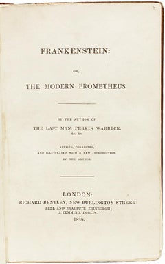 Mary SHELLEY. Frankenstein: Or, The Modern Prometheus. 1839 3RD ED 4TH PRINTING.