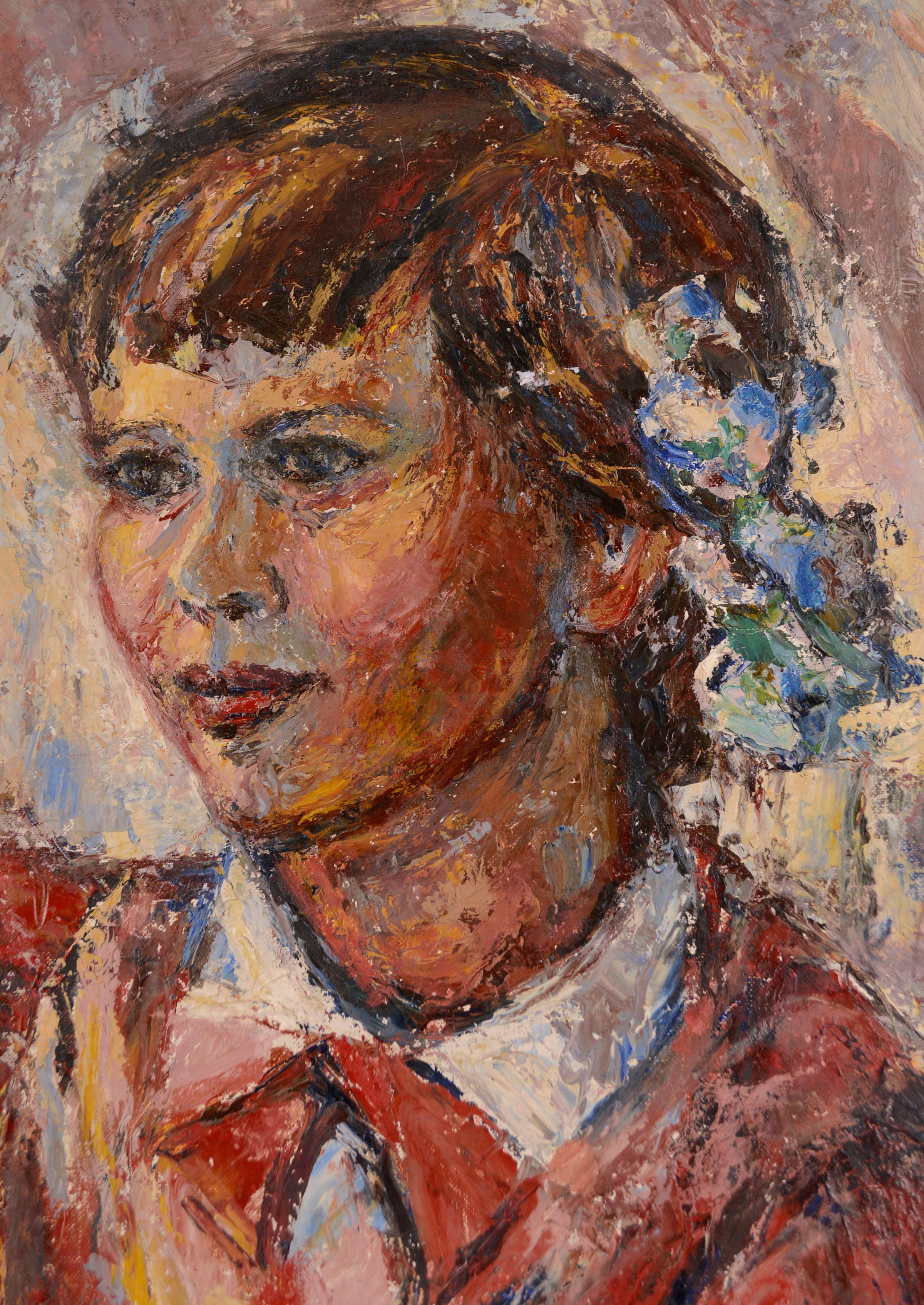 Fauvistisches Porträt eines Mädchens aus der Mitte des Jahrhunderts  – Painting von Mary Sheppard